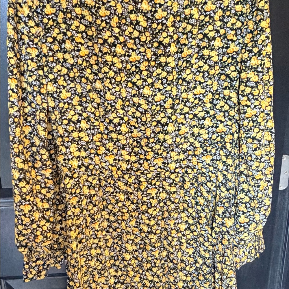 Calvin Klein Black and Yellow Floral Long Sleeve Dress (6)